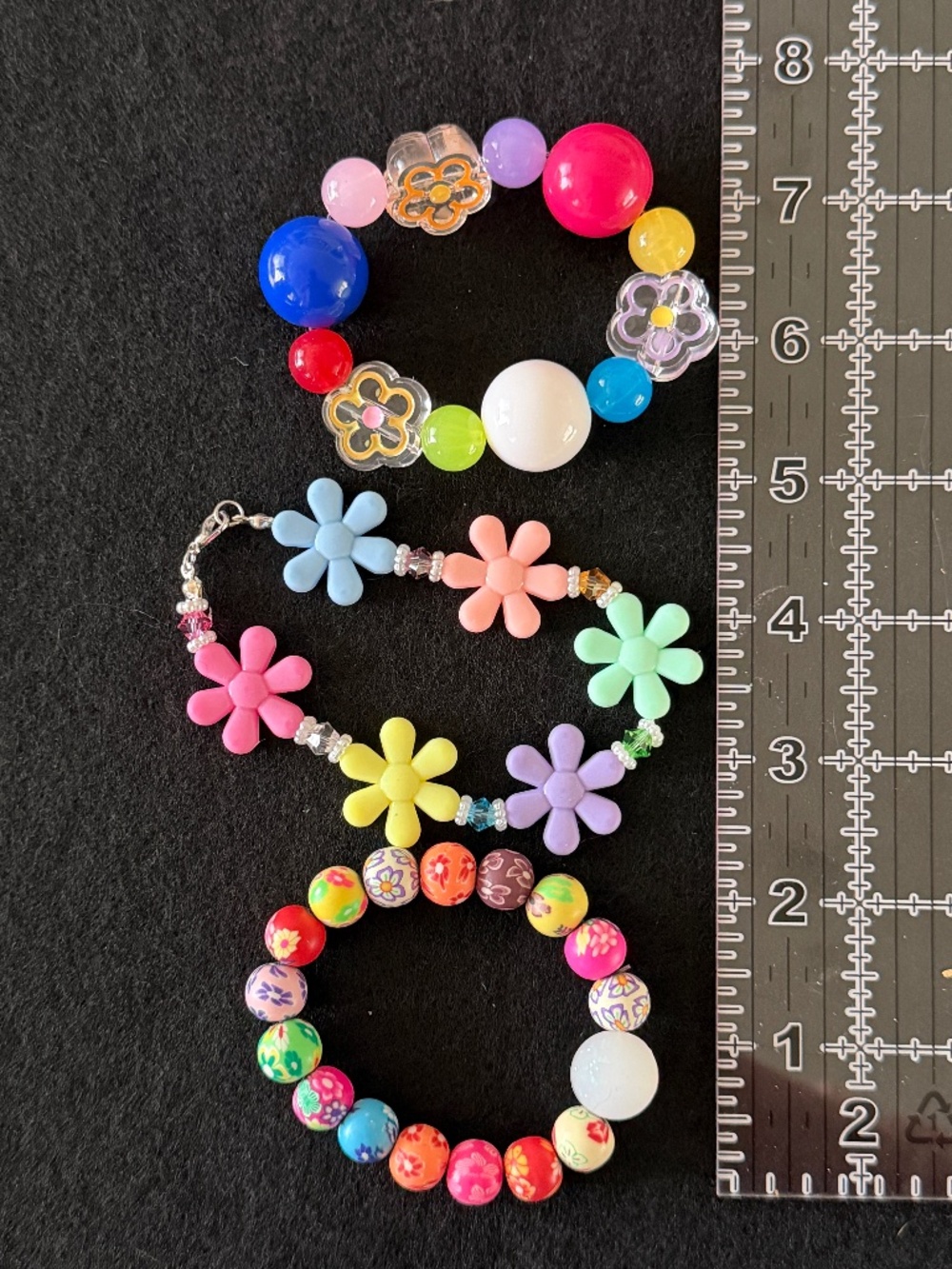 Bracelets 3 In Set Summer Colors, Bubble Gum Beads, Silicone Water Proof